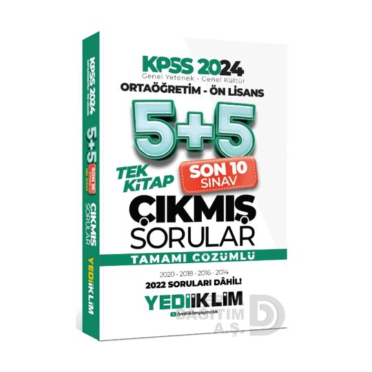 Yediiklim /   Kpss 2024 5+5 Çıkmış Sorular - Son 10 Yıl Tek Kitap(ortaöğretim - Ön Lisans)